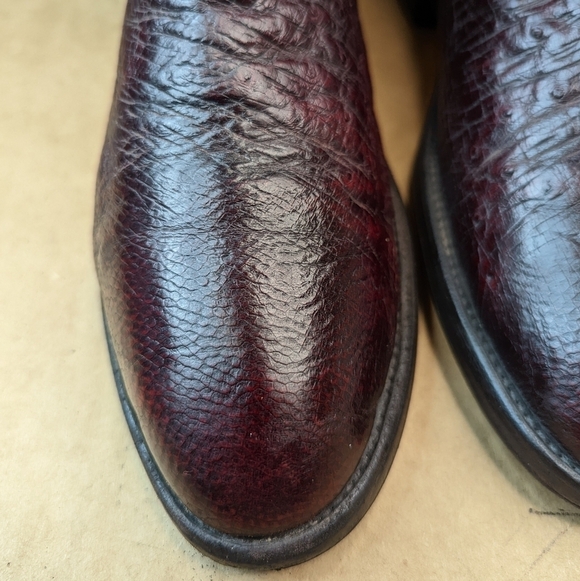 Lucchese Boots men's size 10 D. Exotic Genuine Black Cherry Smooth Ostrich leath - Picture 4 of 13